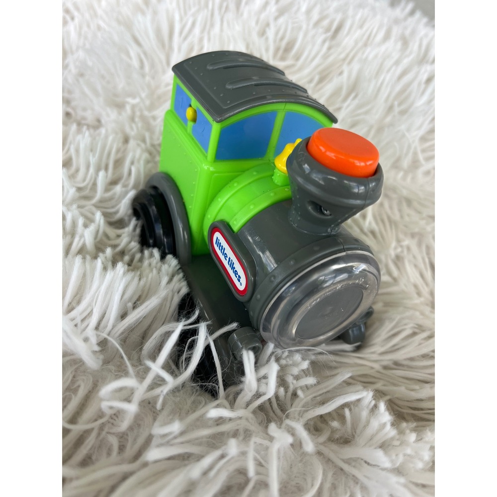 Little Tikes Green Grey Toy Train Engine with Orange Button Switch‎ UNTESTED